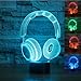Price comparison product image 3D Wireless Headphone Night Light Illusion Lamp 7 Color Change LED Touch USB Table Gift Kids Toys Decor Decorations Christmas Valentines Gift