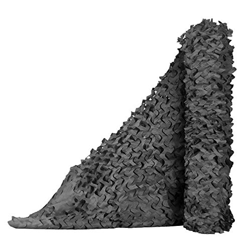 Rouleau de treillis de camouflage Sitong de grande taille - Idéal pour le camouflage, la chasse, la décoration militaire - Parfait pour faire de l'ombre, Noir , 1.5Mx3M(4.9ftx9.8ft)
