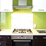 Pantalla antisalpicaduras de cristal / Panel de vidrio templado para cocina, 100 x 60 cm, Blanco, UltraClear ® Glass