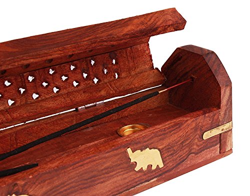 Geschenk Ihr Valentinsgruß auf speziellem Tag Holzsarg Räuchergefäss, Messingeinlagen & Speicherabteil Räucherstäbchenhalter , dekorative Räucherstäbchenhalter , Antik Räucherstäbchenhalter - 3