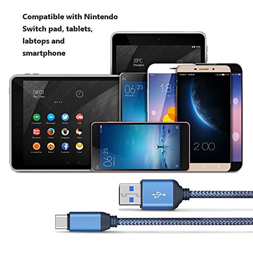 USB Typ C Kabel, USB C zu USB 3.0 Kabel, Higoo Typ C Kurzes Kabel 0.3M [1FT] Langlebiges Nylon geflochtenes Kabel USB Daten Sync + Schnelles Ladekabel für Huawei P9 Ehre 8s Galaxy s8 + Blau - 7