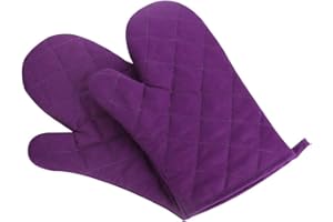 Klmnop Oven Mitts Kitchen Cotton Cute Long Microwave Oven Gloves, Heat Resistant Glove for Cooking, Food, Frying, Baking Premium Durable Mitts 1 Pair Purple