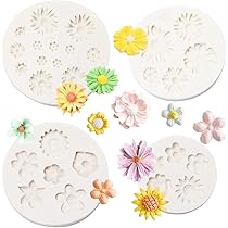 DBALL 8 Pezzi Stampi Fiori in Silicone 3D Fondente Torta Rose Stampi del Fiore della Margherita Mini Decorativo Stampi DIY per Cioccolato Caramella Zucchero Gelatina