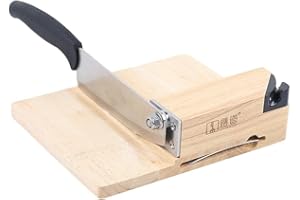 Futchoy Rabot manuel Biltong - Couteau à pain - Couteau à légumes - Coupe en bois de maison - En acier inoxydable - Avec planche à découper en chêne