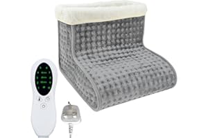 Electric Foot Warmer, CJBIN Cold Feet Warmers, Cosy Heated Foot Warmer with Removable Lining, Adjustable 10 Temperature Settings and 3 Timer Settings, Foot Heater Warmer for Winter Home Office, Grey