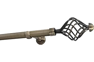 Sento 25mm Metall Gardinenstange Vorhangstange 1-läufig Messing Antik Classic GRACJA 120 cm (1x120cm)