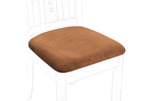 PiccoCasa Dining Chair Seat Covers Set of 6, Velvet Chair Seat Cover with Ties for Dining Room - Stretch Dining Chair Covers for Wedding Hotel, Removable Washable Brown Chair Covers