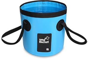 YAVO-EU Faltbarer Klappeimer Zusammenklappbarer Eimer (12L) für Outdoor-Aktivitäten, Wandern, Angeln, Reisen, Schwarz für Camping, Garten