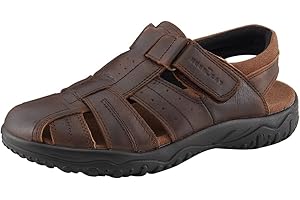 MGGMOKAY Męskie skórzane sandały Fisherman Closed Toe Outdoor sandały