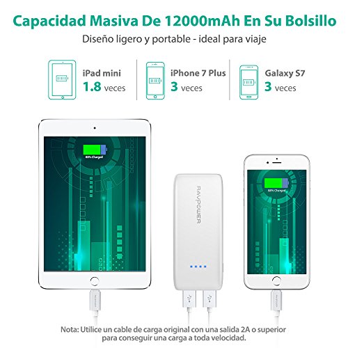 Bateria Externa 12000mAh RAVPower Tama o de Bolsillo Dual Salida 2 4A 2A Entrada Carga R pida con Tecnolog a iSmart 2 0 para Smartphone Tablet - Blanco reviews Bateria Externa 12000mAh RAVPower Tama o de Bolsillo Dual Salida 2 4A 2A Entrada Carga R pida con Tecnolog a iSmart 2 0 para Smartphone Tablet - Blanco