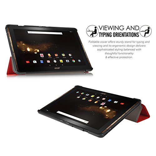 Acer Iconia One 10 B3-A30 Hülle, IVSO Ultra Schlank Superleicht Ständer Slim Leder zubehör Schutzhülle für Acer Iconia One 10 (B3-A30) 25,7 cm (10,1 Zoll HD) Tablet-PC perfekt geeignet (Für Acer Iconia One 10 (B3-A30), Rot) - 5