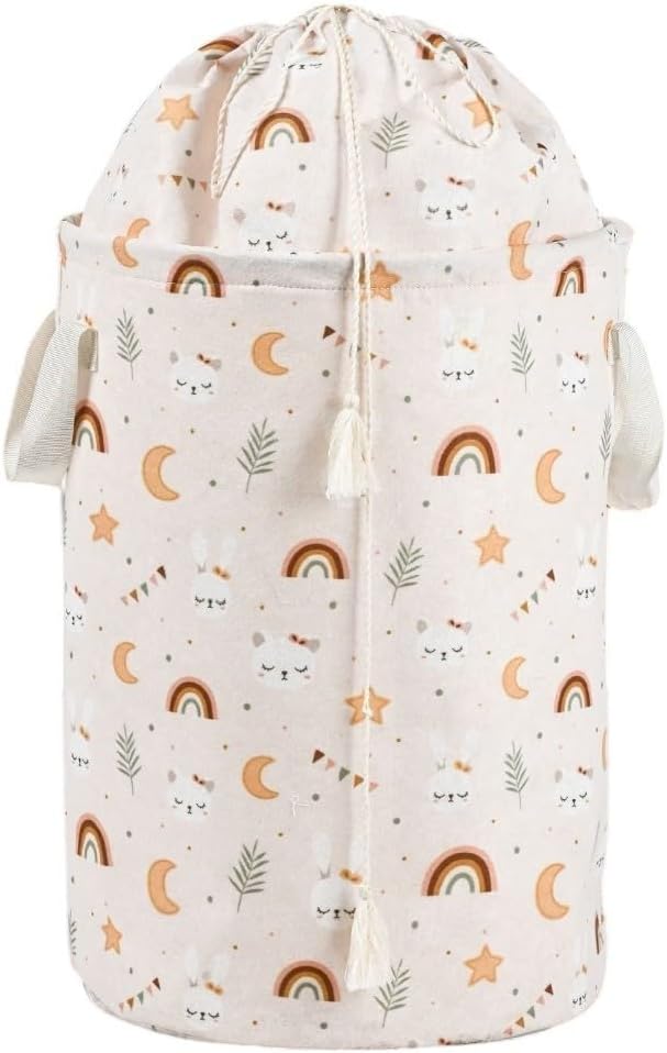 Meleni Baby 2'li Set Çok Amaçlı Yuvarlak Torbalı Bebek Kirli Sepeti Çocuk Çamaşır Sepeti Düzenleme Organizeri