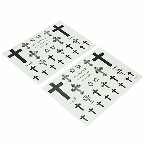 2 Sheets HSC005 Cross Temporary Tattoo Stickers Waterproof Body Art Stickers