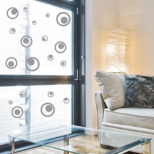 Vogelschutz-Aufkleber für Fenster, Retro-Kreise, 20 Stück, erhältlich in 33 Farben mittelgrau - 3