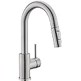 CENOSA Modern Bar Sink Faucet for Kitchen Sink Single Handle with Pull Out Sprayer Hot and Cold Prep Sink Faucet Brushed Nickel