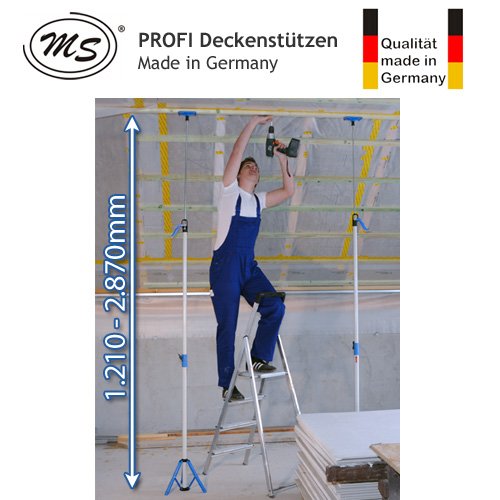 PROFI Universal Deckenstütze mit Standhhilfe – Die dritten Hand – 1.210-2.870mm – Tragkraft 40 kg – Made in Germany – MS-US2000 - 4