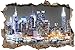 Produktbild Pixxprint 3D_WD_5017_92x62 New Yorker Skyline bei Nacht Wanddurchbruch 3D Wandtattoo, Vinyl, schwarz / weiß, 92 x 62 x 0,02 cm