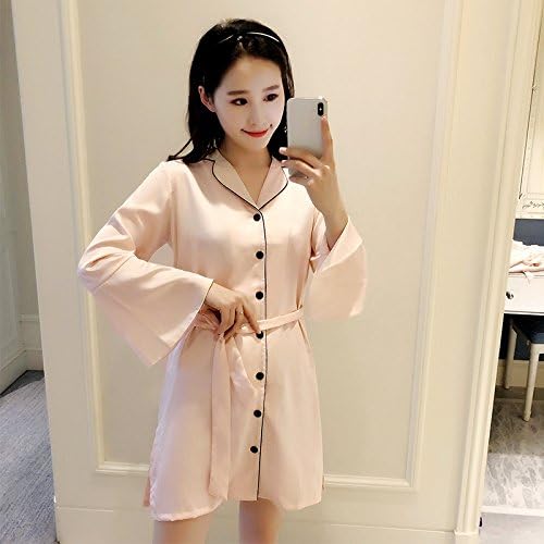 WXIN Ice Silk Pajamas Women'S Long-Sleeved Nightdress/Dress/Silk Shirt/Home Wear/Size/Champagne