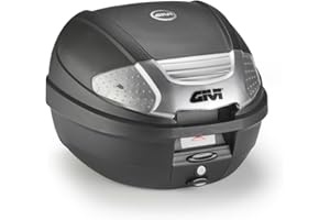 GIVI Bauletto 30lt Baule goffrato Nero con catadiottri fumé, piastra e kit universale, chiusura Micro 2 (Nero Tech)