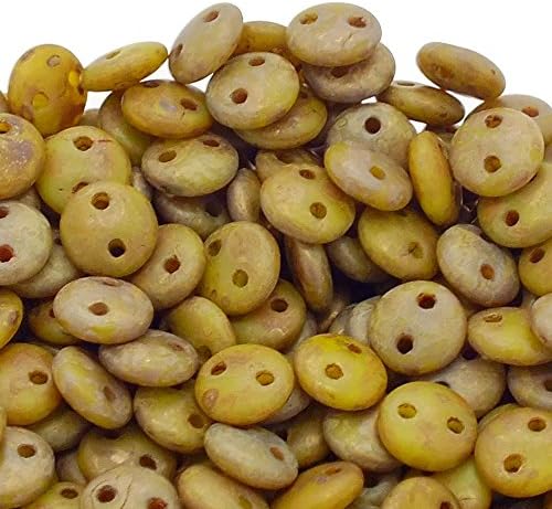 CzechMates Lentil Beads 6mm - Chartreuse Copper Picasso - 50pk