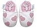 Soft Leather Baby girl Shoes with Suede Soles by Dotty Fish White and Pink Hearts design - 6-12 months