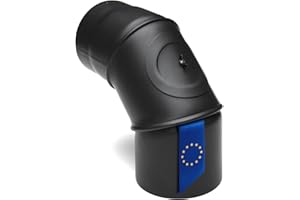 raik Rauchrohrbogen Ofenrohr 150 mm Winkel 0° bis 90° verstellbar mit Reinigungsöffnung schwarz Senotherm beschichtet Stahl 2 mm für Kamin Holzofen Holzkessel Made in EU