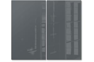 DEQORI Cubiertas de cristal para fogones, juego de 2 unidades, 60 x 52 cm, color gris oscuro, placas de vitrocerámica en cocina, placas de cristal y tablas de cortar para placa de cocción