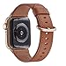 Produktbild WFEAGL Kompatibel für Watch Armband 42mm 44mm,Top Grain Lederband Ersatzband mit Golden Adapte mit für Watch Serie 4/3/2/1, Sport, Edition (42mm 44mm, Braun+Golden Adapte)