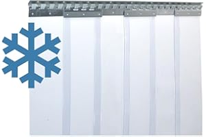 Zettl GmbH Cortina de lamas de PVC resistente al frío Temperatura de servicio: +/-0,0°C a -25°C, lamas 200x2mm transparentes, altura 2,50m, ancho 2,25m, acero inoxidable
