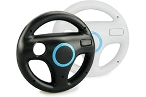 smardy 2x Volant De Course Roue Blanc et Noir Racing Wheel Compatible avec Nintendo Wii U Télécommande Contrôleur pour Mario Kart Game, Jeux de Conduite
