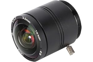 Tosuny 3,2-mm-Kameraobjektiv mit Fester Brennweite, 12 MP Auflösung, professionelles Überwachungskameraobjektiv mit CS-Mount-Schnittstelle, Objektiv aus Aluminiumlegierung, Relative Blende F1.2