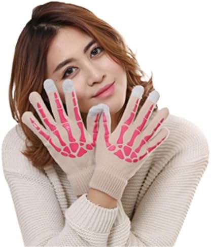 Girls Gloves, Falaiduo Cute Wool Skull Claw Bone Flip Keep Warm Mitten Women Gift Idea (# I)