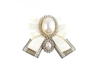 Elegtiskas Adjustable Pre-tied Bow Tie Ribbon Fabric Bowknot Necktie brooch Brooch Pin Collar for Women and Girls