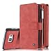Produktbild Roreikes Multi-function Wallet Case Hülle 2 in 1 Detachable Leather hülle Tasche Schutzhülle Etui Flip Wallet Stand Cover mit Kartenfächer für Samsung Galaxy Note 5 - Rot