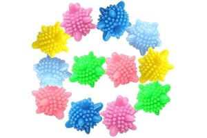 NC Piłka do prania w pralce, piłka do prania, tworzywo sztuczne, piłeczki do suszarki, wielokrotnego użytku, kolorowe piłki do suszarki, losowe kolory, 6 cm, 12 sztuk