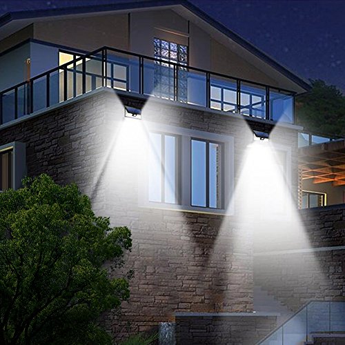 Litom Solarleuchten, 24 LED Wandleuchte Außen, Solar Betriebene Außenleuchte, Wasserdichte 3 Modi Sicherheit Licht für Garten, Zaun 4 Stück - 8