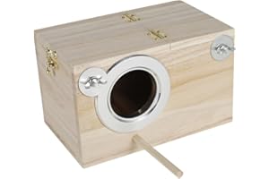 Foppla Parakeet Nesting Box,Bird House Budgie Wooden Breeding Cage Parrot Mating Box Nest Aviary for Lovebirds, Finch, Cockatiel, Cage