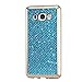 Produktbild Samsung Galaxy J1 2016 J120 Hülle,KSHOP Tasten Handyhülle Schutzhülle Case Cover Etui Bumper Anti-Scratch Plating TPU Silikon Blau Glänzend Glitzer Bling Shining Luxus Farbig Rahmen Silber