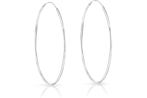 DTPSILVER Pendientes Aro Plata Mujer - Pendientes Aro Hombre - Aros Plata Mujer - Argollas de Plata Mujer - Aros de Plata Mujer - Espesor 1.2 mm - Diámetro 8,10,12,14,16,18,20,25,30,40,50,60,70,80 mm