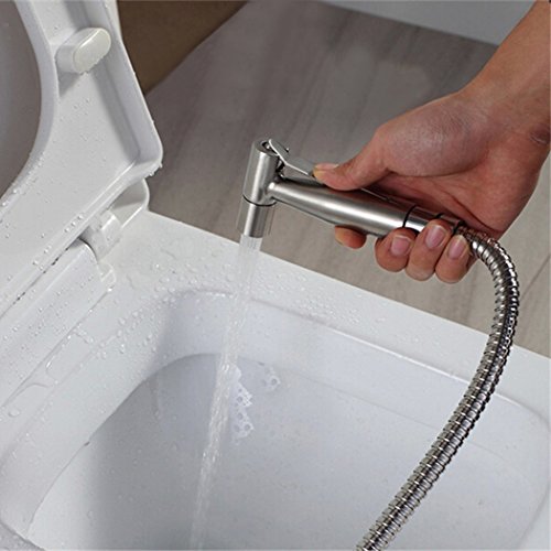 EgoEra® Toilette Bad SUS304 Rostfrei Edelstahl Handbrause Shattaf/Douche/Duschkopf/Bidet Sprayer mit 59-Zoll extra lange Schlauch und Klammer Halter, Gebürstetes Version - 8