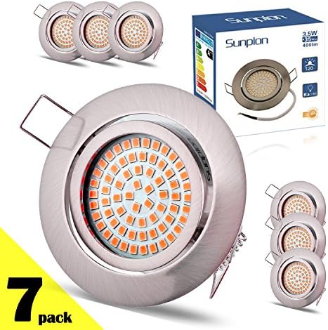 (7 Pack)Led Ceiling Spot Lights,Sunpion 3.5W Led Downlights,3000K Warmwhite,AC220V-240V,Bathroom Ceiling light,for Living Room,Kitchen Recessed Ceiling Lighting,Led Spot Light Bulbs
