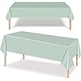 2Pcs Sage Green Party Plastic Table Cloth Cover,137x274cm Rectangle Large Plastic Sage Green Tablecloth Green Party Tableware Decorations,Green Tablecovers for Kids/Adult Birthday,Baby Shower Party
