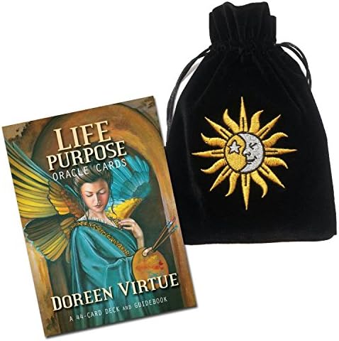 Hayhouse Publications Unisex-Child Life Purpose Oracle Cards &amp; Sun/Moon Velvet Bag Purse Multicolour