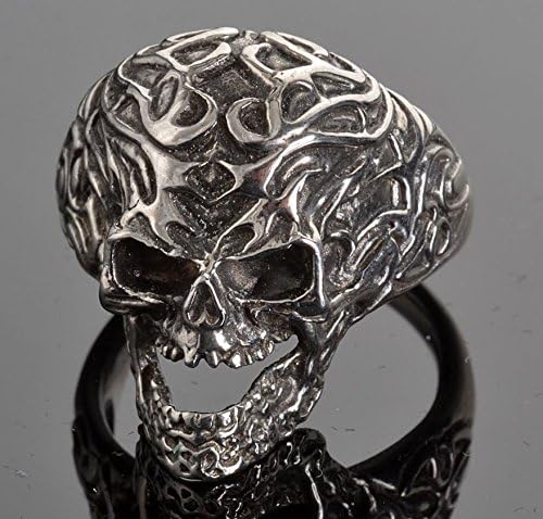 STAINLESS STEEL MEN'S TRIBAL TATTOO SKULL RING(14)