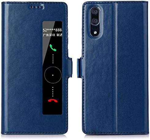 Eastcoo Huawei P20 Pro Case Filp, P20 Pro PU Leather Case Cover Slim Thin With Stand View Window Wallet Magnetic Closure Clear TPU for Huawei P20 Pro (P20 Pro window,Blue)