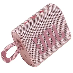 JBL Go 3, Wireless Ultra Portable Bluetooth Speaker, JBL Pro Sound, Vibrant Colors with Rugged Fabric Design, Waterproof, Type C (Without Mic, Pink)