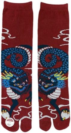 Flip-Flop Socks, Japanese Samurai/ Geisha/ Ninja Sandals Geta Socks (#15- Dragon)