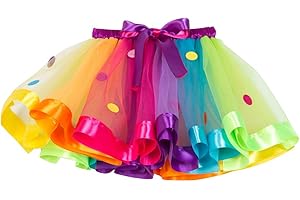 Fenical Mädchen Regenbogen Tutu Rock Tanzkleid bunten Rüschen gestuften Tüll für Mädchen