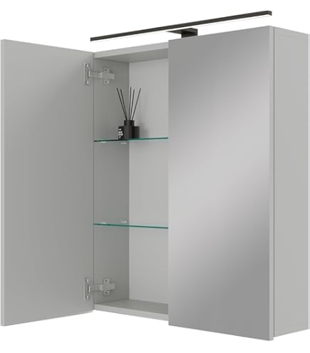 Byliving Armoire De Toilette Spree Corps Blanc Mat Avec Portes à Miroir