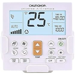 Chunghop Télécommande universelle rétroéclairée pour air conditionné avec support mural